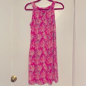 NTW Lulu-B knee-length dress in Pink Lane (retired print) keyhole neck size L